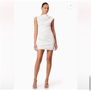 elliatt rose white asymmetrical pleated detail satin bridal mini dress small NEW